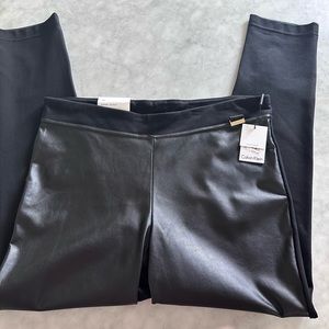 Calvin Klein power stretch black leather leggings